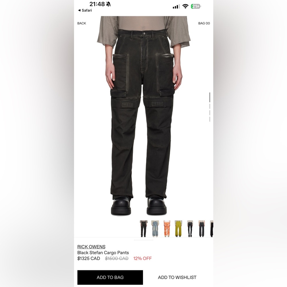 Rick owens stefan cargo pants great condition